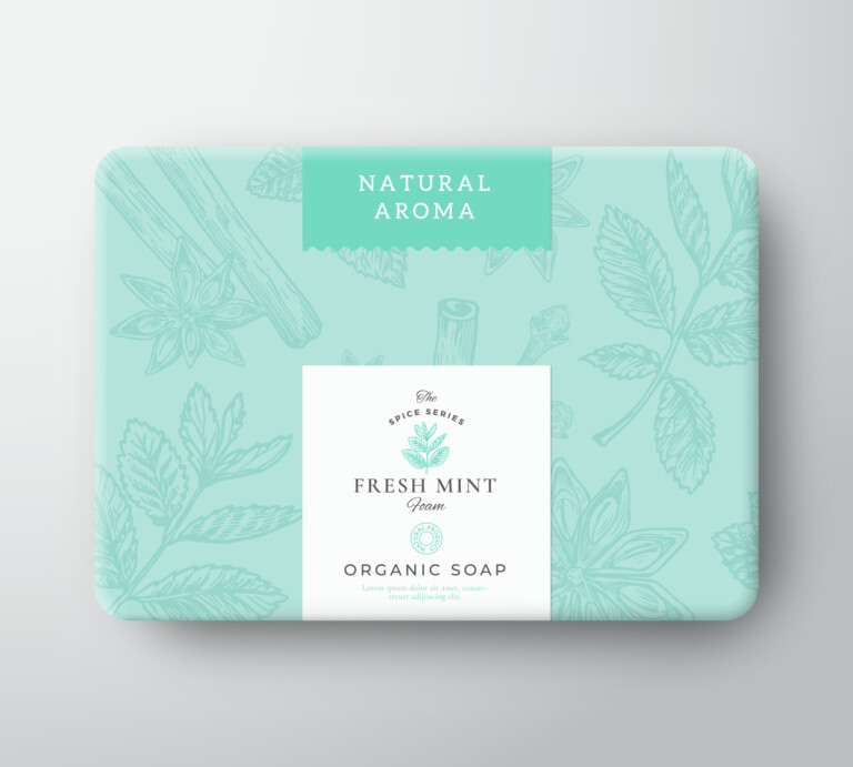 Mint,Soap,Cardboard,Box.,Abstract,Vector,Wrapped,Paper,Container,With
